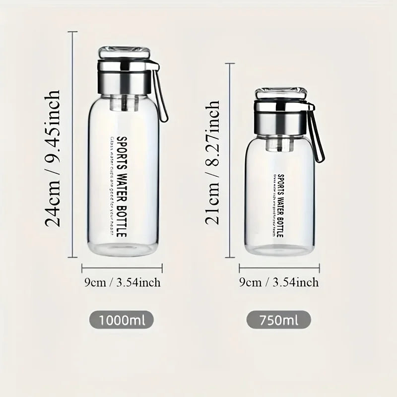 Glass Water Bottle with Strainer