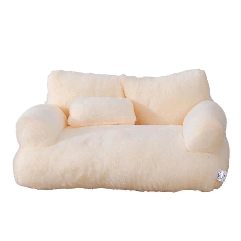 Soft plush luxury cat bed sofa with supportive arms and a cozy pillow for ultimate pet comfort.