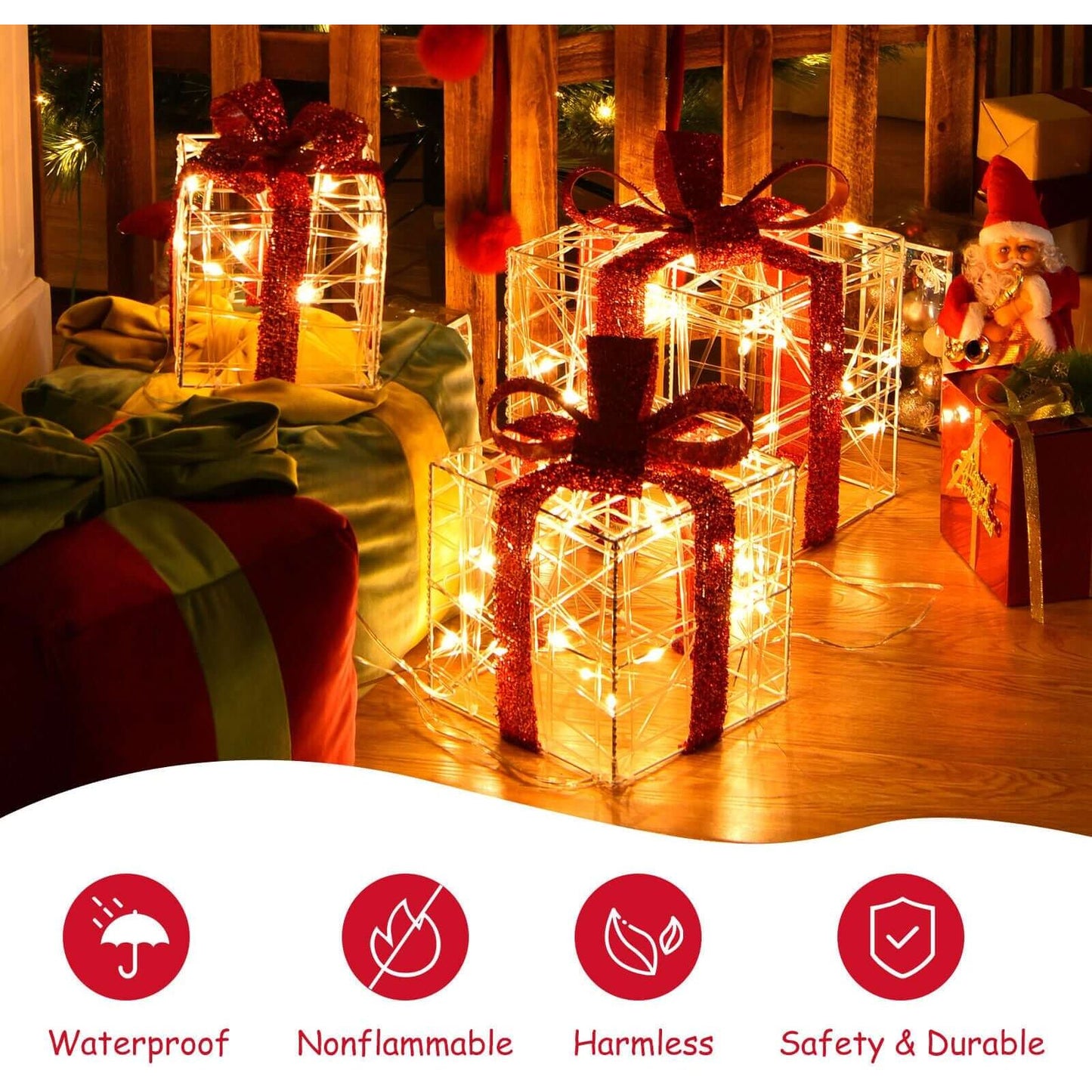 3 Pack Christmas Gift Box for Decoration