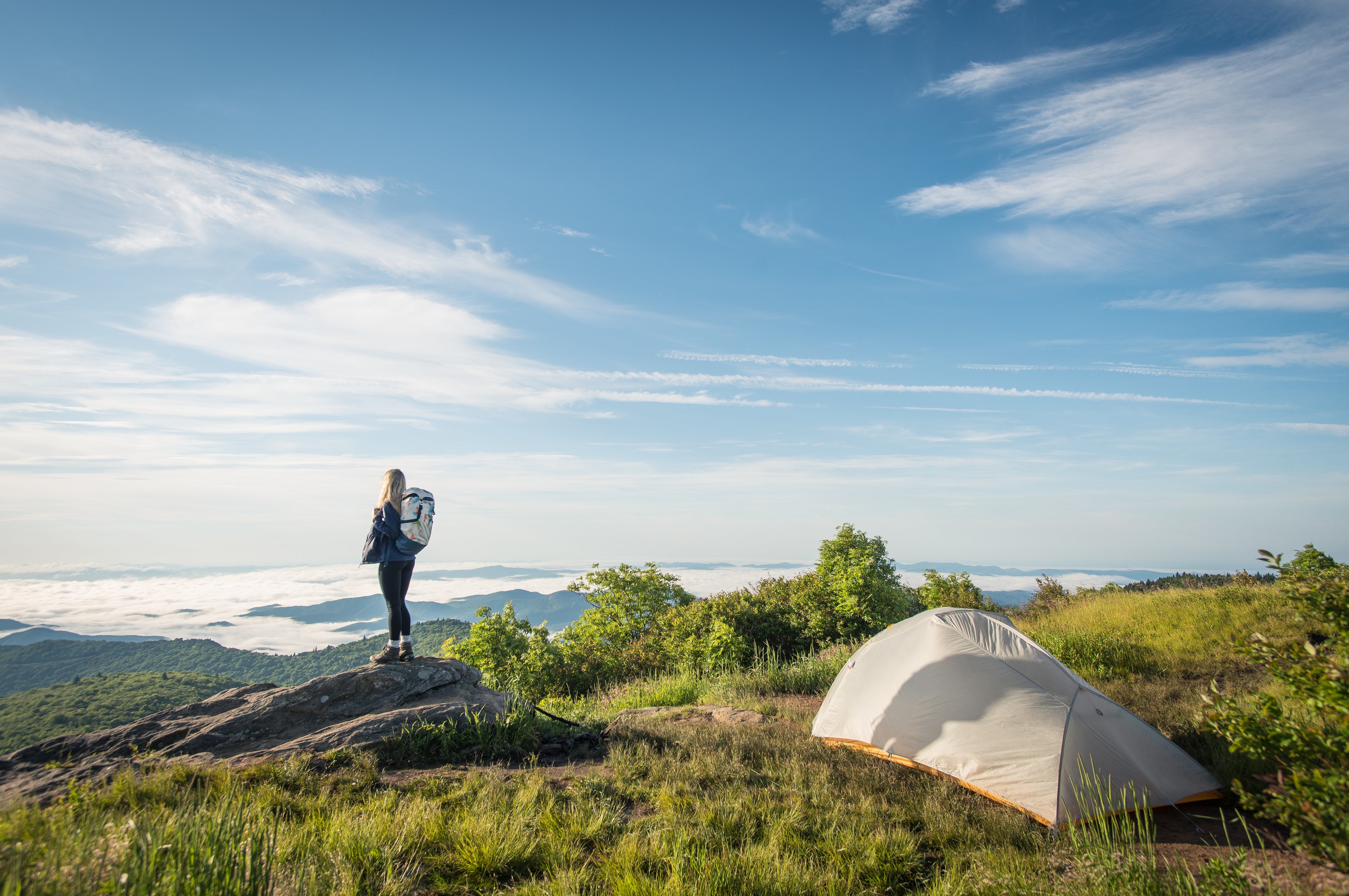 a person at their first camping trip