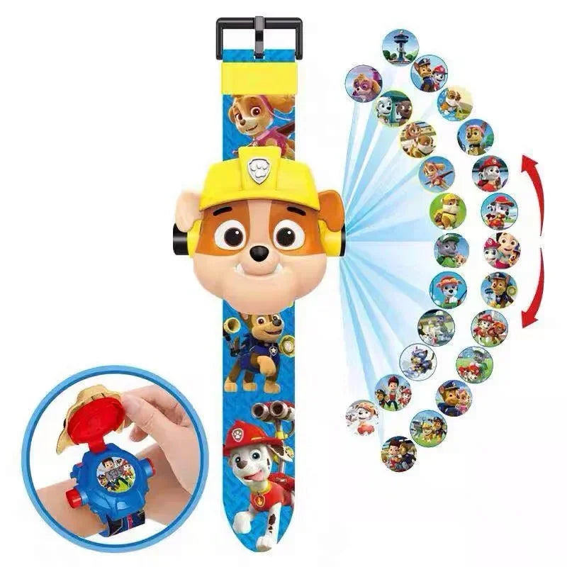 Paw Patrol 3D Projection Digital Watch with characters Marshall and Chase, perfect gift for young Patrulla Canina fans.