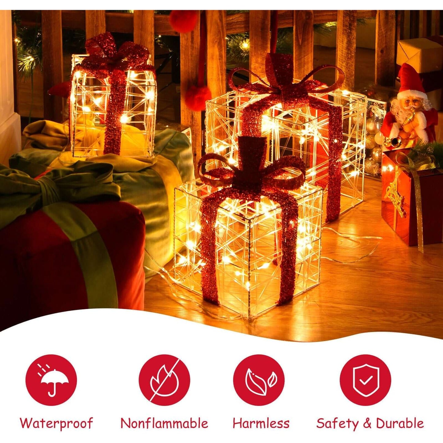3 Pack Christmas Gift Box  for Decoration